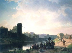 Elvemunning (olje) av Albert Bierstadt