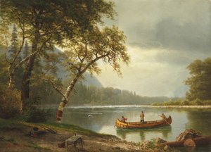 Laksefiske på Caspapediac-elven av Albert Bierstadt