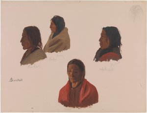 Studier av indianerledere utført i Fort Laramie av Albert Bierstadt