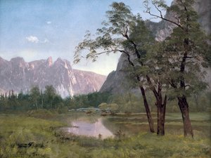 Yosemite Valley (olje på papir montert på lerret) av Albert Bierstadt