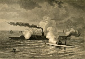 Angrep av monitoren på Merrimack, 1878. av Albert Bobbett
