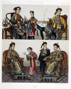 Chinese Aristocracy - i "" Le costume historique"" av Racinet av Albert Charles August Racinet