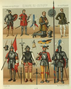 Illustrasjon av europeiske krigere rustning av Albert Charles August Racinet