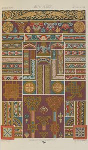 Middelalder, plate 40 fra Polychromatic Ornament: One Hundred Plates in Gold, Silver and Colours, 1873 av Albert Charles August Racinet