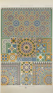Moorish, plate 29 fra 'Polychromatic Ornament: One Hundred Plates in Gold, Silver and Colours' av Albert Charles August Racinet