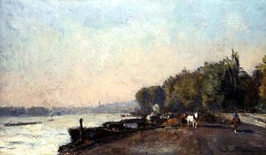Suresnes om høsten (olje på lerret) av Albert Charles Lebourg