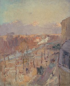 Avenue in Paris after a Storm (olje på lerret) av Albert Charles Lebourg