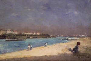 Utsikt over utkanten av Paris fra Pont National, 1882 av Albert Charles Lebourg