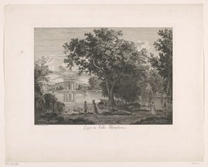 Utsikt over innsjøen ved Villa Borghese Lago ved Villa Borghese (tittel på objekt) Malay Radirte Prospekte aus Italien (serietittel)