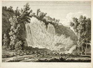 Waterfall Above Tivoli, fra Picturesquely Etched Prospects fra Italia