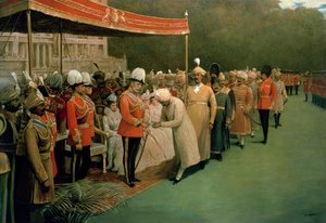 Edward VII mottar Maharajahs og Dignitaries før hans kroning av Albert E. Harris
