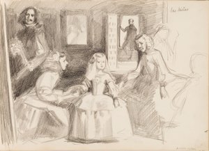 Las Meninas, skisse etter Diego Velázquez av Albert Edelfelt
