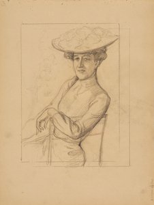 Sittende kvinne med hatt av Albert Edelfelt