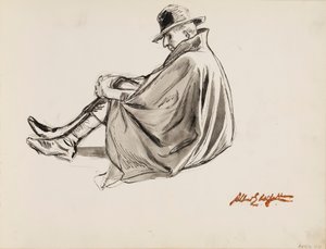 Sittende mann iført en kappe av Albert Edelfelt