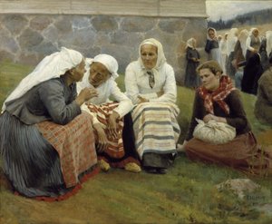 Kvinner utenfor Kirken i Ruokolahti
