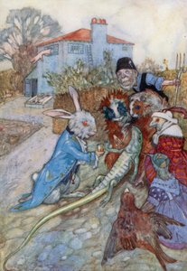 Illustrasjon for Alice i Eventyrland (farge litho) av Albert Edward Jackson