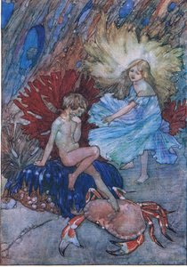 "Nei, ikke stikk den stakkars krabben om Tom", fra The Water Babies pub. av Humphrey Milford Oxford University Press, ca. 1930 (farge litho) av Albert Edward Jackson