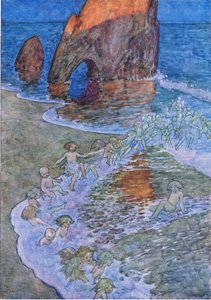 De satte ham i midten og danset rundt ham, fra The Water Babies pub. av Humphrey Milford Oxford University Press, ca. 1930 (farge litho) av Albert Edward Jackson