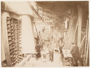 Menn på jobb under byggingen av Frihetsgudinnen, Paris, 1883