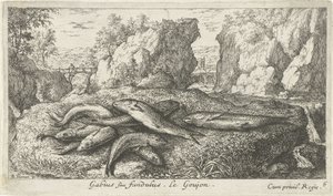 Kutlinger på en elvebredd Gabius siue fundulus. Le Goujon. (tittel på objekt) Fisk og andre sjødyr - ferskvanns andre serie (serietittel) Seconde partie de Poissons d