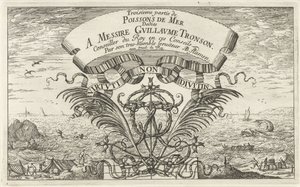 Seascape gjennom dekorative våpen Fisk og andre sjødyr - saltvann tredje serie (serietittel) Poissons de mer (serietittel på objekt) av Albert Flamen