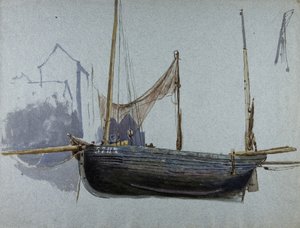 Fiskebåt 57BX (akvarell og kroppsfarge på tonet papir) av Albert Goodwin