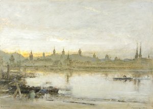 Lucerne (olje, penn og blekk på papir) av Albert Goodwin