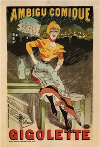 Tvetydig tegneserie, Gigolette, 1896 av Albert Guillaume