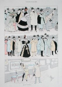 Galleriåpninger, ca. 1900 (farge litho) av Albert Guillaume