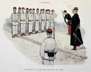 I øvelsen: immobilisering er den vakreste bevegelsen til soldaten - Armee sett av Albert Guillaume (1873-1942), ca. 1900 av Albert Guillaume