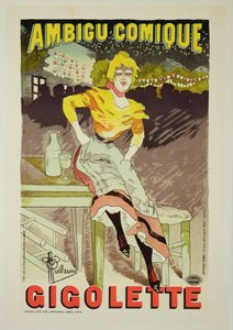 Reproduksjon av en plakat som reklamerer for 'Gigolette' av Albert Guillaume