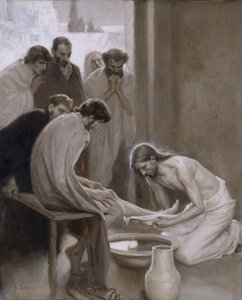 Jesus Washing the Feet of his Disciples, 1898 (olje og grisaille på papir)
