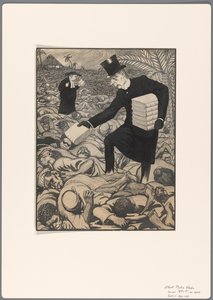 Design for en politisk tegneserie om misjonsarbeid av Albert Hahn (I)
