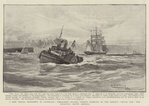 En ny sosial bevegelse i Australia, emigranter som forlater Sydney Harbour i Barque Royal Tar for Paraguay, Sør-Amerika