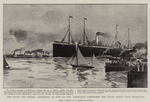 For Queen and Empire, avgang fra en del av den australske kontingenten til Sør-Afrika fra Melbourne av Albert Henry Fullwood