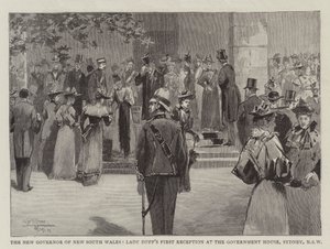 Den nye guvernøren i New South Wales, Lady Duffs første mottakelse i regjeringshuset, Sydney, New South Wales