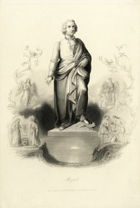 Mozart-monumentet ved Mozartplatz, 1842. av Albert Henry Payne