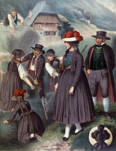 Bønder i omgivelsene til Baden, ca. 1860 (gravering) av Albert Kretschmer