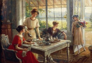 Kvinner som drikker te, av Albert Lynch (1851-1912)