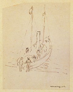 Båt (blyant på papir) av Albert Marquet