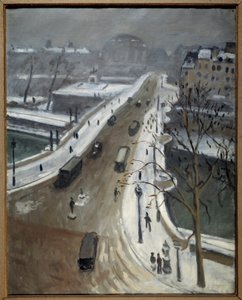Bridge Neuf i Paris under snøen 1938 (olje på lerret) av Albert Marquet
