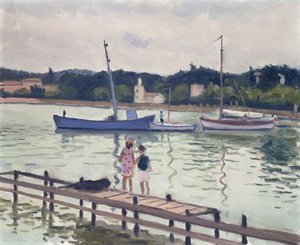 Barn og seilbåter; Barn i Porquerolles av Albert Marquet