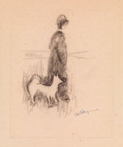 Figur med en hund (tegning på papir) av Albert Marquet
