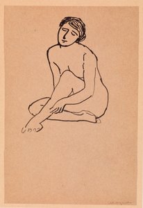 Naken kvinne sitter (penn og blekk på papir) av Albert Marquet
