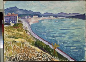 ""Saint Jean de Luz"" Utsikt over den baskiske kysten ved Saint-Jean-de-Luz (Pyrenees Atlantiques). Maleri av Pierre-Albert (Albert) Marquet (1875-1947) 1907 Olje på lerret. Eremitasjemuseet, St. Petersburg (Sankt-Petersburg) av Albert Marquet