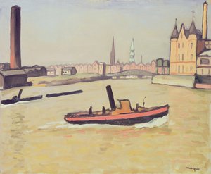 Havnen i Hamburg av Albert Marquet