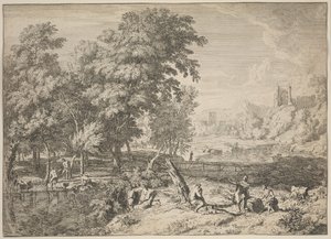 Landskap med badende (etsing)