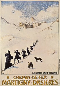 Plakat som reklamerer for den franske jernbanen fra Martigny til Orsieres, 1913