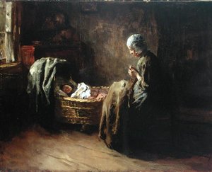 Interiørscene (olje på lerret)