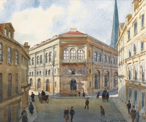 ""Portrett av Riga-børsen i Latvia"" (Utsikt over Riga-børsen) Akvarell av Albert Benois (1852-1936) - 1880 Dim 22,5x27 cm Privat samling